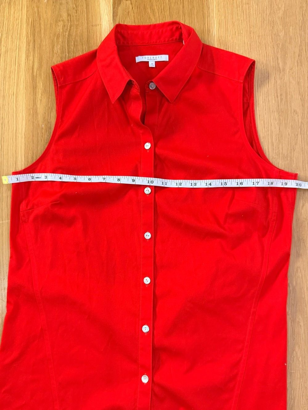 Foxcroft Non Iron Stretch tomato Red Sleeveless Button Down Shirt Womens Size 10 - Picture 3 of 11